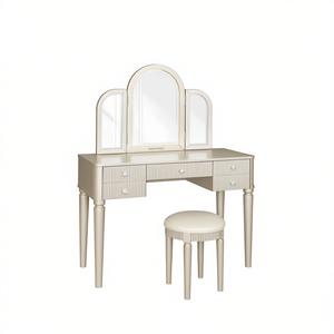 Juego de tocador con espejo Agody con luz LED, escritorio de maquillaje moderno para dormitorio, muebles combinados para mujeres y niñas - Product Image 1