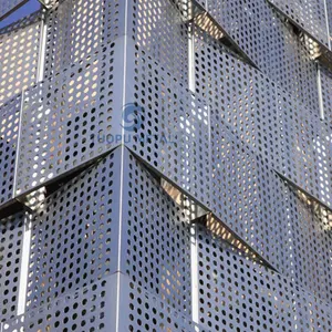 Stainless Steel Aluminium Unit Curtain Wall Shopping Mall Building Decorative Screen Partition Perforated Metal Facade