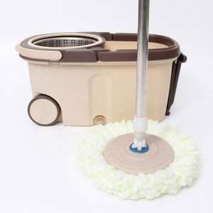 Ensemble de nettoyage de sol domestique : Serpillère rotative à 360° avec manche télescopique réglable en acier inoxydable et seau de 15L avec essorage sur quatre côtés - Product Image 5