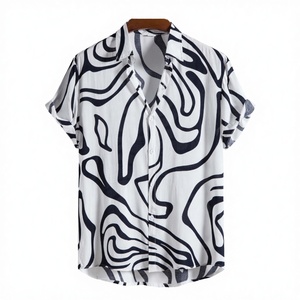 Nuevas Camisas a Rayas Transpirables para Hombre, 100% Poliéster, Manga Corta, Casuales, Holgadas, Ropa de Calle Diaria, Prendas de Verano para Hombre - Product Image 2