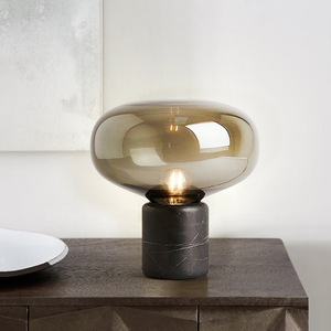 Postmodern Marble Glass Bedside Table <b>Lamp</b> Nordic Minimalist Design Flexible for Home Office <b>Study</b> Bedroom Showroom Decorative - Product Image 1