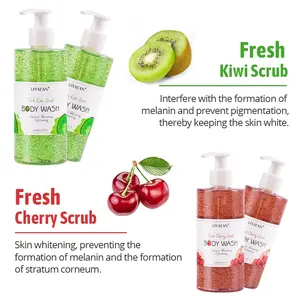Gel de ducha blanqueador de piel, Gel de ducha suave exfoliante orgánico de fruta, lavado corporal