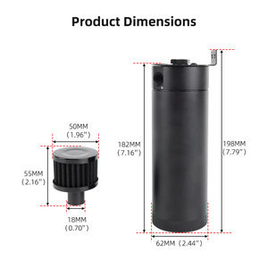 Bidon de ventilation d'huile noir 750 ml avec support de filtre à air et valve de vidange pour la récupération des gaz et de l'huile usagés - Product Image 2