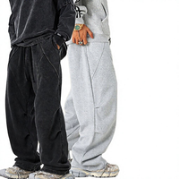 Jogger Homme Décontracté Confortable en Coton Épais 420g, Coupe Droite Ample Vintage Personnalisée en Molleton Doux pour l'Automne