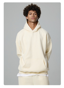 Sudadera con Capucha para <span class=keywords><strong>Hombre</strong></span>, Estilo Básico de Color Sólido, Sin Cordón, de Gamuza, Antiarrugas, de Algodón, Holgada, Fabricada a Medida - Product Image 4