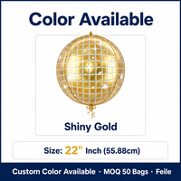 Feiel 6 pièces Ballons en aluminium ronds dorés brillants de 22 pouces pour Anniversaire, Baby Shower, Mariage, Fiançailles, Nouvel An, Décorations de Fête