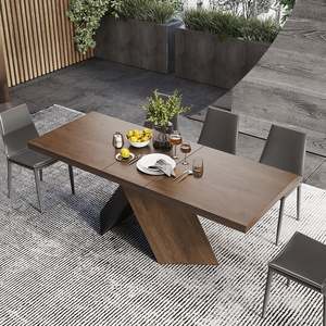 NOVA Tavolo da Pranzo Pieghevole Rettangolare <span class=keywords><strong>in</strong></span> Legno Massello 1,6m Set Moderno <span class=keywords><strong>in</strong></span> <span class=keywords><strong>Noce</strong></span> Tavolo Allungabile per Uso <span class=keywords><strong>in</strong></span> Sale da Pranzo di Hotel - Product Image 2