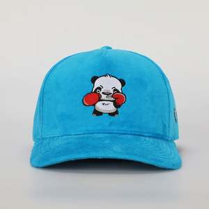 Vente en gros de chapeaux de papa en velours bleu 5 panneaux personnalisés de haute qualité pour hommes et femmes, logo brodé Gorras, casquettes de baseball en velours - Product Image 2