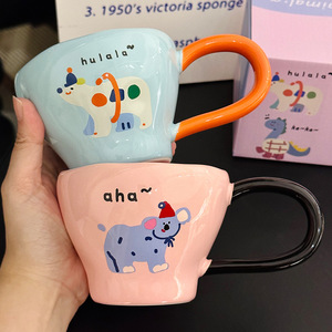 Tazza in Ceramica Stile Coreano con Animali Cartoon, Manico a Orecchie Grandi, per Caffè, Latte e Porridge, Regalo per la Colazione - Product Image 3