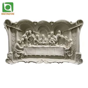 Stenen Muur Art Decoratie Religieuze Marmer Laatste Avondmaal Relief Sculptuur