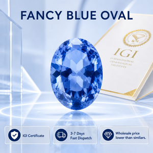 เครื่องประดับเพชรทรงลูกแพร์รูปไข่สีน้ำเงินเข้มแฟนซี พร้อมใบรับรอง IGI เพชรเพาะเลี้ยงในห้องปฏิบัติการด้วยวิธี HPHT CVD - Product Image 2