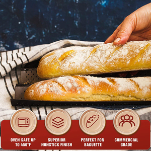 Poêle à baguette antiadhésive pour la cuisson du pain français et 2 pains Baguettes Plateau de boulangerie pour pain brun doré croustillant - Product Image 5