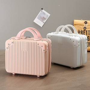 Mini <b>Makeup</b> <b>Case</b> 14 Inch Travel Carry On Suitcase Retro Lightweight Storage Bag With Zipper And Swivel Wheels - Product Image 1