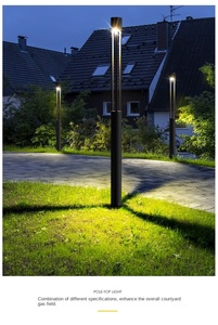 Hepu โคมไฟภูมิทัศน์กลางแจ้งแบบเรียบง่าย, IP65โคมไฟถนนเสาสูงขนาด2เมตรโคมไฟ LED พลังงานแสงอาทิตย์สำหรับสวน