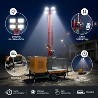 Tour d'éclairage mobile temporaire à LED, projecteur LED, mât télescopique de 30 m, monté sur remorque pour site éloigné