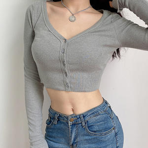 Camicia Casual da <span class=keywords><strong>donna</strong></span> a maniche lunghe in maglia <span class=keywords><strong>con</strong></span> bottone Top Top Top da <span class=keywords><strong>donna</strong></span> Cardigan a scollo a V leggero a maniche lunghe - Product Image 3