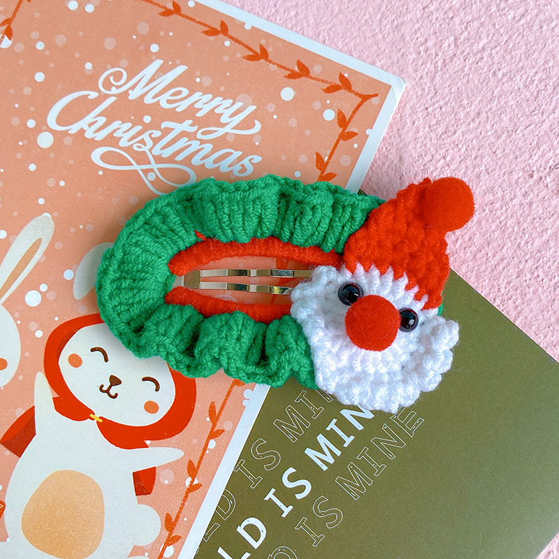 高品質の手作りかぎ針編みクリスマスヘアクリップフェスティバル