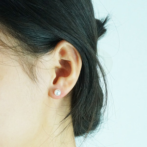 Zogxin Stud Earrings 18K Stainless Steel Pearl Zircon Ball Geometric Design For Women Gift Jewelry - Product Image 3