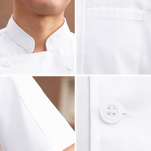 Uniforme de <span class=keywords><strong>Chef</strong></span> de Manga Corta de Poliéster y Algodón para Restaurantes, Camisa de <span class=keywords><strong>Cocina</strong></span> de Verano para Chefs - Product Image 5
