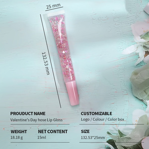 OEM/ODM brillant à lèvres pour tuyau Saint Valentin 15ml couvercle rose végétalien pas cher mignon portable hydratant huile pour les lèvres nourrissante - Product Image 4
