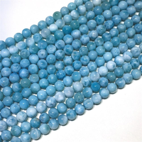 Perles rondes en larimar naturel, sphères polies en larimar, perles de pierres précieuses en vrac pour la fabrication de bijoux