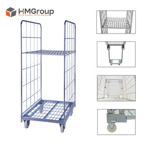 2-zijdige verzinkte zachte staal transportwagen, demontabel, opvouwbaar, middelzwaar gebruik, voor magazijnopslag - Product Image 4