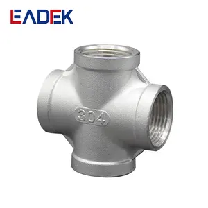 Precision Casting Stainless Steel Pipe Fittings DN80 SS304 Female Thread Cross