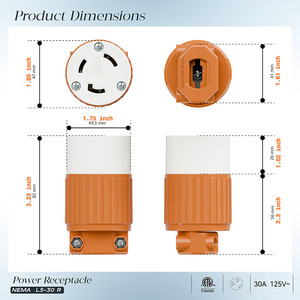 Prise de courant verrouillable NEMA L5-30R(L5-30C) 30A 125V homologuée ETL, prise femelle pour générateur, 2 pôles, 3 fils, prise industrielle verrouillable - Product Image 4
