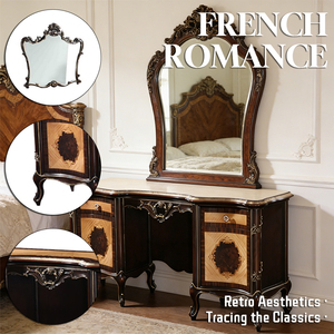 Toeletta <span class=keywords><strong>Vintage</strong></span> in Legno Massello con Finitura Artigianale di Lusso, Stile Retrò Antico per Camera da Letto - Product Image 2