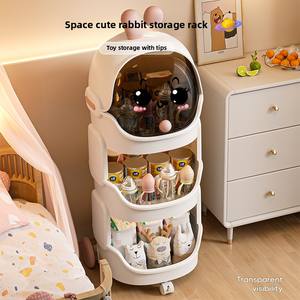 Grande étagère de rangement multi-niveaux pour poussette, motif dessin animé mignon, pour articles de bébé, collations, vaisselle, table de chevet pour livres - Product Image 2