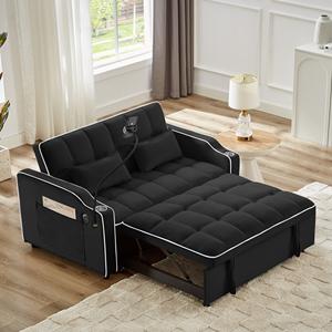 Hiện Đại 3 Chỗ Ngồi Chuyển Đổi Sofa Giường Ngả Pull-out Ngủ <span class=keywords><strong>Futon</strong></span> Với Vải Bọc Kim Loại Khung Cho Phòng Khách Phòng Ngủ - Product Image 4