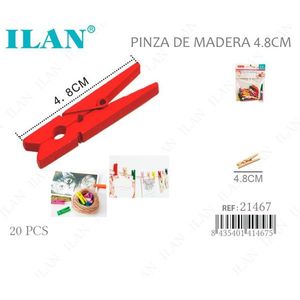 Ilan Mollette in Legno 4,8 Cm 20 Pezzi per Bucato e Lavori Creativi - Product Image 1