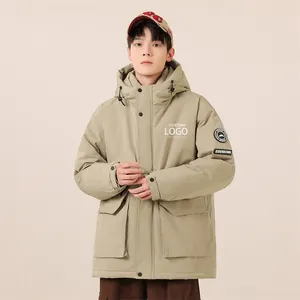 Personalizado de alta qualidade impermeável pato dos homens casacos grossos quente com capuz preto inverno puffer jaqueta plus size homens jaqueta