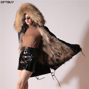 महिलाओं 2024 आकस्मिक शीतकालीन जैकेट लंबे पर्का प्राकृतिक रंग फर कॉलर हुड वाटरप्रूफ बड़ा लोमड़ फर लाइनर मोटी गर्म कोट - Product Image 5