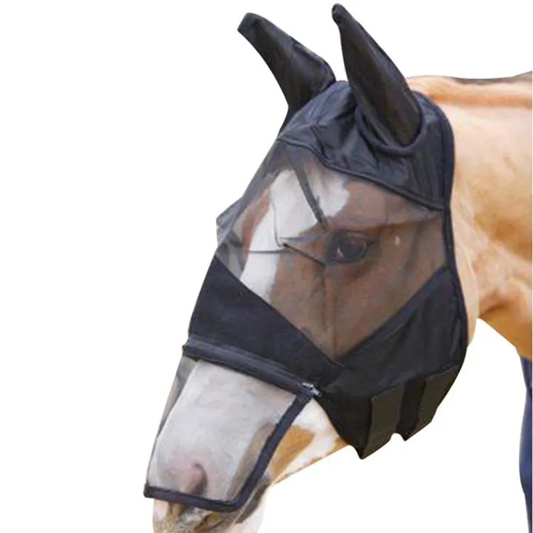 หน้ากากม้ามีหู,อุปกรณ์ขี่ม้าที่มีคุณภาพสูงป้องกันยุงระบายอากาศและสะดวกสบายตาข่ายป้องกันยุงป้องกันแมลงวัน