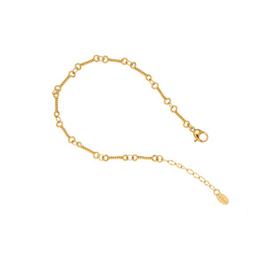 สร้อยข้อมือแฟชั่นสแตนเลสสตีลชุบทอง 18K ลายค้อนแบบคลาสสิก ทำด้วยมือ สำหรับทุกเพศ ดีไซน์โซ่แบบกลางๆ - Product Image 2