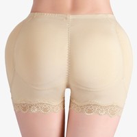 여성용 패드 내장 힙업 보정 팬티, 엉덩이 보정 및 복부 보정 효과, 힙 강화 숏팬츠, 플러스 사이즈 레이스 장식 보정 속옷