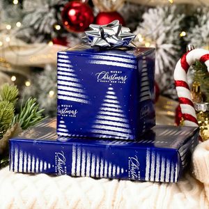Christmas <b>Wrapping</b> <b>Paper</b> Blue Tree Design 17 Inch X Recyclable Gift Craft Use - Product Image 5