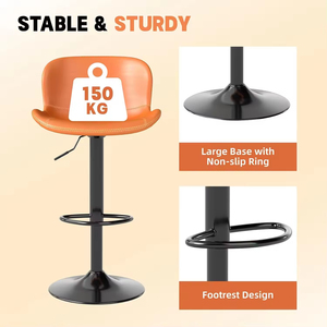 Ensemble <span class=keywords><strong>de</strong></span> tabourets <span class=keywords><strong>de</strong></span> <span class=keywords><strong>bar</strong></span> en cuir PU avec structure métallique, hauteur réglable, repose-pieds <span class=keywords><strong>pivotant</strong></span> avec dossier, <span class=keywords><strong>tabouret</strong></span> <span class=keywords><strong>de</strong></span> <span class=keywords><strong>bar</strong></span> moderne sans accoudoirs pour îlot <span class=keywords><strong>de</strong></span> cuisine - Product Image 4