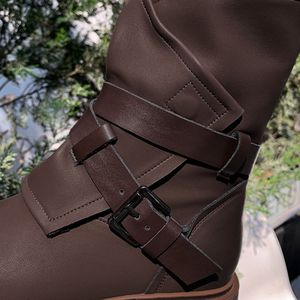 รองเท้าบูทหนังแท้คุณภาพสูงสำหรับผู้หญิง ฤดูหนาว/ฤดูใบไม้ร่วง - Product Image 4