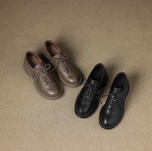 Bottes confortables en cuir de vachette véritable, à lacets et fermeture éclair, imperméables, durables et respirantes, pour femmes, pour la vie quotidienne - Product Image 1