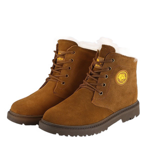Botas de nieve de lana para hombre, forro polar grueso, resistentes al frío de invierno, tacón medio, cordones delanteros, color sólido - Product Image 5