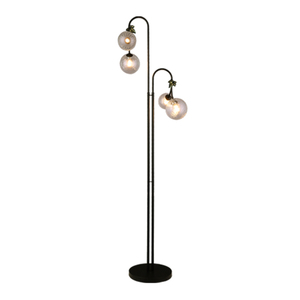 PF24006 Inno Casa Lámpara de Pie Decorativa de Diseño Moderno 4*G9, Cuerpo de Metal Negro Mate, Pantalla de Vidrio Transparente, Alto CRI 90, 2 Años de Garantía - Product Image 1