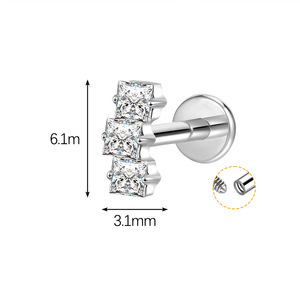 التيتانيوم 16 قياس ثقب Labret تيتانيوم الزركون الغضروف اللولب ثقب الزنمة أقراط ثقب المجوهرات - Product Image 4