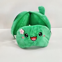 Oreiller de voyage compact 2 en 1 personnalisé en peluche de dessin animé avec fermeture éclair, masque pour les yeux et oreiller pour le cou