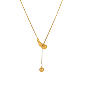 Collier en acier inoxydable avec chaîne en os de serpent, plaqué or 18 carats, design de luxe léger, chaîne longue en forme de Y - Product Image 6