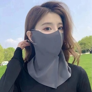 Máscara de Protección Solar de Seda de Hielo, Cubre Rostro y Cuello, Protección UV, Transpirable, para Mujer, Verano, Aire Libre, Color Gris Oscuro y Gris Claro - Product Image 2