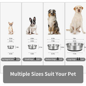 Metal köpek maması kaseleri ağır gıda ve besleme köpekler ve kediler için su kasesi pas dayanıklı paslanmaz çelik evcil hayvan kaseleri kauçuk taban - Product Image 2
