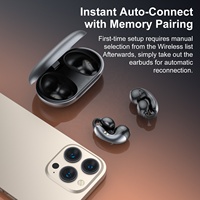 Earbud Clip-on TWS untuk Olahraga dengan Indikator LED Tahan Air IPX5 6.0, Kontrol Tombol, dan Suara Stereo 3D