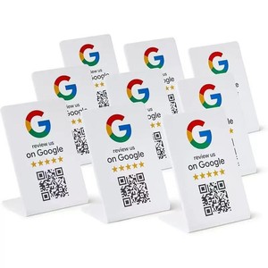 Base de Acrílico Rectangular Blanca de 12x7 cm para Exhibición de Reseñas de Google, Marca Jebo, para Mesas Promocionales - Product Image 1